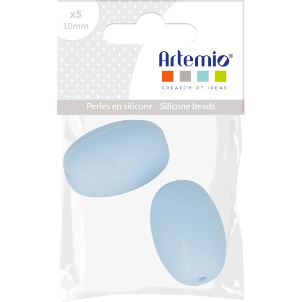 Lot de perles olives en silicone - 20 x 14 mm - Bleu Pastel - 2 pcs - Photo n°2