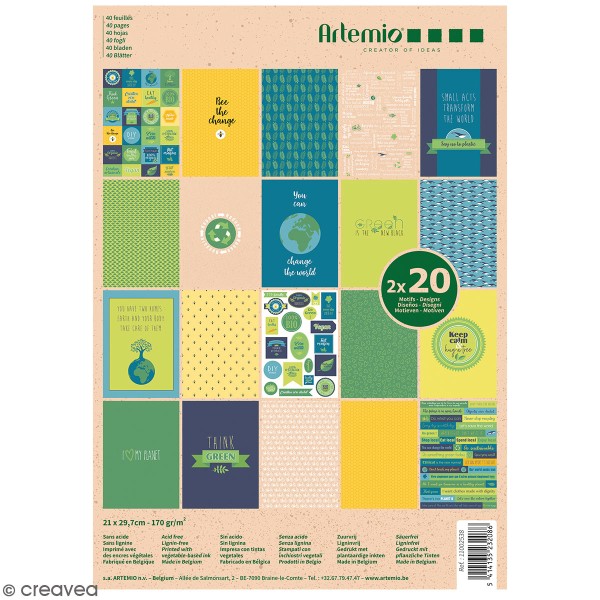 Papier Scrapbooking Artemio 21 x 29,7 cm - Save the planet - 40 feuilles - Photo n°1