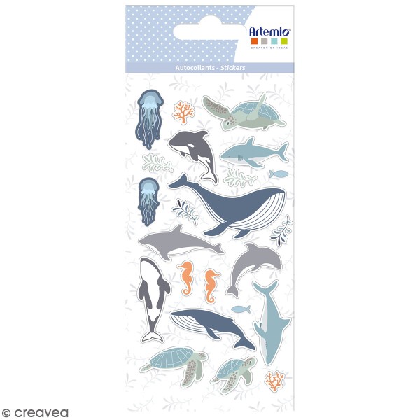 Stickers puffies Animaux Marins - 23 autocollants - Photo n°1