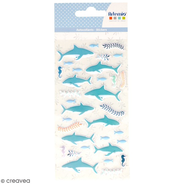 Stickers puffies Requins - 33 autocollants - Photo n°1