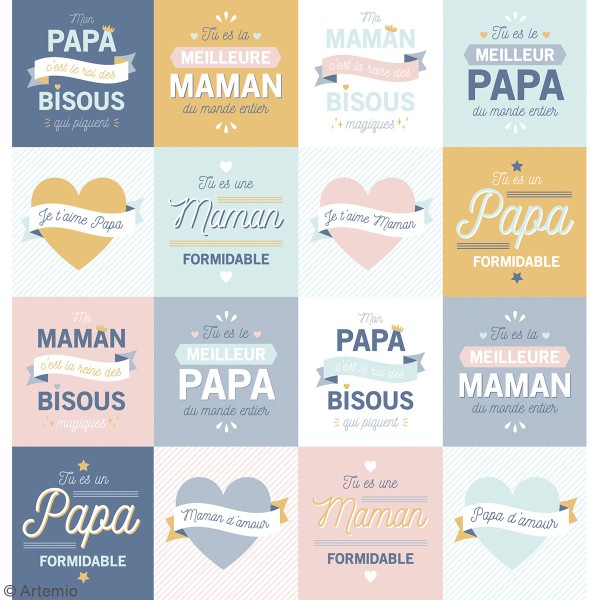 Stickers Artemio Texte - Papa et Maman - 46 pcs - Photo n°2