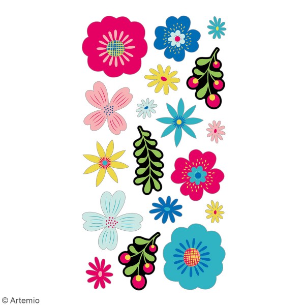 Stickers puffies Viva la Vida Fleurs - 18 autocollants - Photo n°3