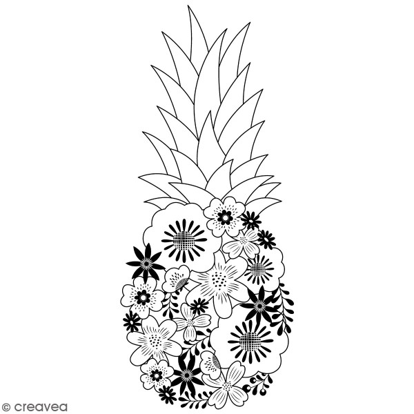Tampons Bois Artemio - Ananas Fleuris - 6,5 x 12 cm - Photo n°1