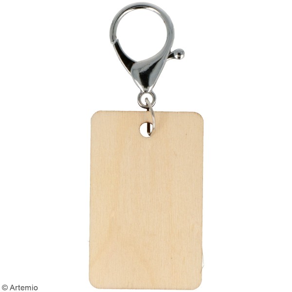 Porte-clés Rectangulaire en bois à décorer - 3,5 x 5,5 cm - 3 pcs - Photo n°2