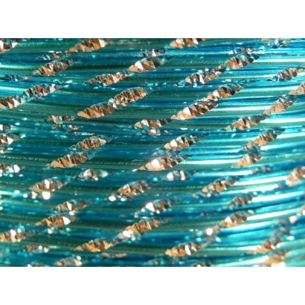 1 Mètre fil aluminium ciselé turquoise 2mm Oasis ® - Photo n°1
