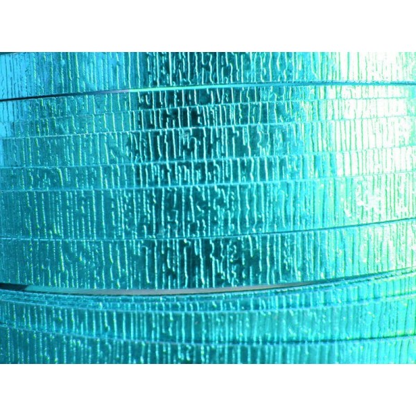 1 Mètre fil aluminium plat strié turquoise 5mm Oasis ® - Photo n°1