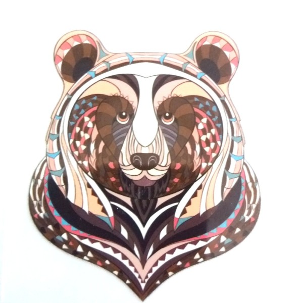 Transfert textile tête d’ours aztèque – 9x7cm – n°5 - Photo n°1