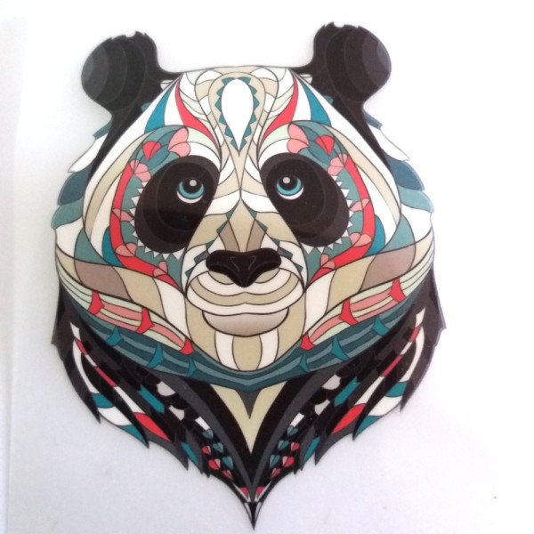 Transfert textile tête de panda aztèque – 7,1x9,5cm – n°6 - Photo n°1