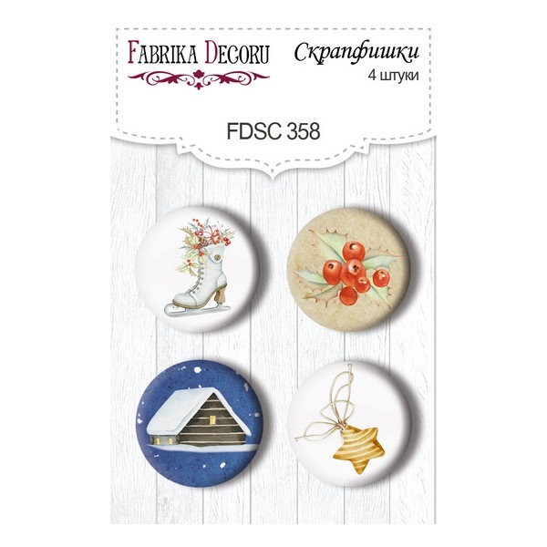 4 badges métal décoration scrapbooking Fabrika Décoru AWAITING CHRISTMAS 358 - Photo n°1