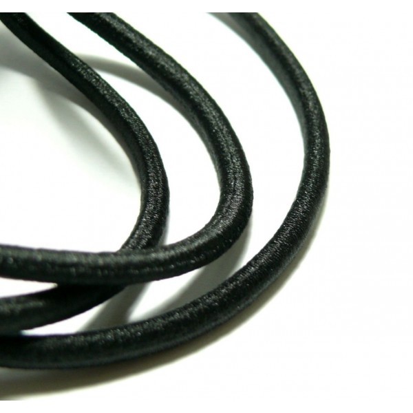 H42512 PAX 5 mètres cordon élastique 2,5mm noir pour création collier, headband - Photo n°1