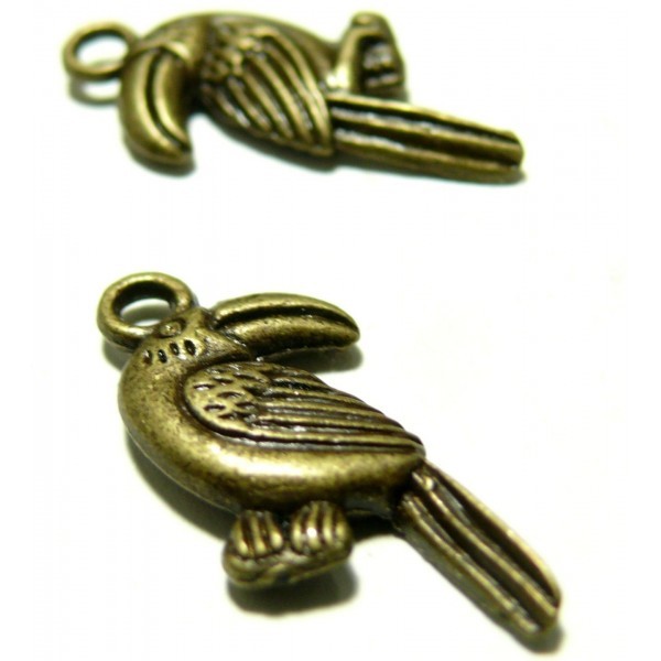 P13099 Lot de 10 pendentifs Pelican 3D métal couleur Bronze - Photo n°1