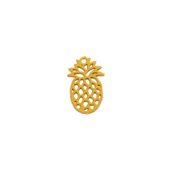 PS110206599 PAX 20 Estampes pendentif petit ananas Jaune Moutarde 15mm - Photo n°1