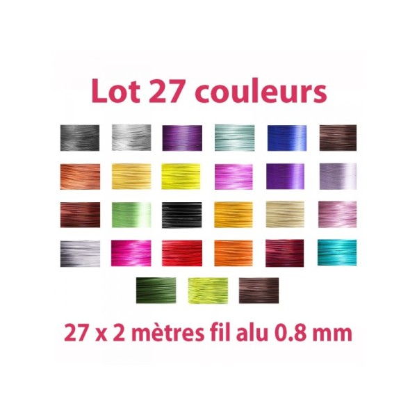 Lot 27 couleurs x 2 mètres de fil aluminium 0.8 mm - Photo n°1