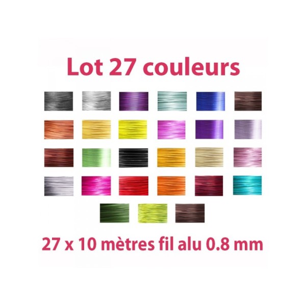 Lot 27 couleurs x 10 mètres de fil aluminium 0.8 mm - Photo n°1