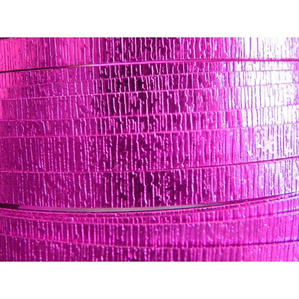 1 Mètre fil aluminium plat strié rose vif 5mm Oasis ® - Photo n°1
