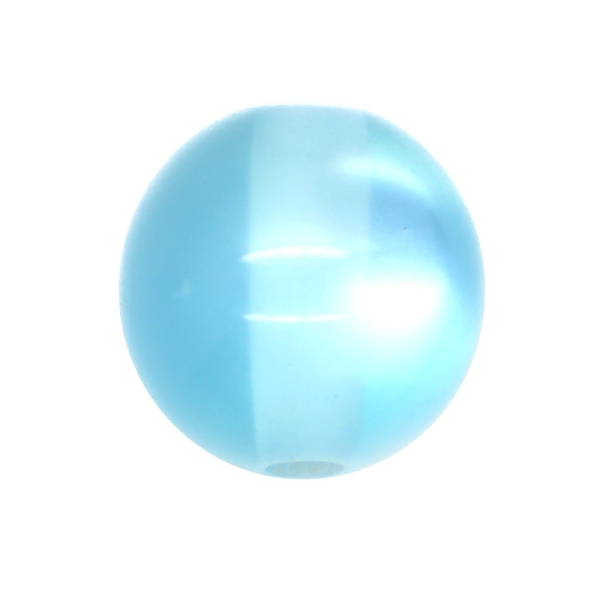 10 x Perle Résine Ronde Oeil de Chat 12mm Bleu Ciel - Photo n°1