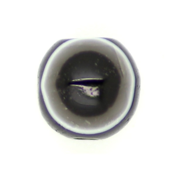 20 x Perle Résine Ronde Ovale Rayée 6mm Noir - Photo n°1