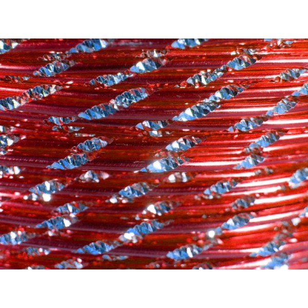 1 Mètre fil aluminium ciselé rouge 2mm Oasis ® - Photo n°1