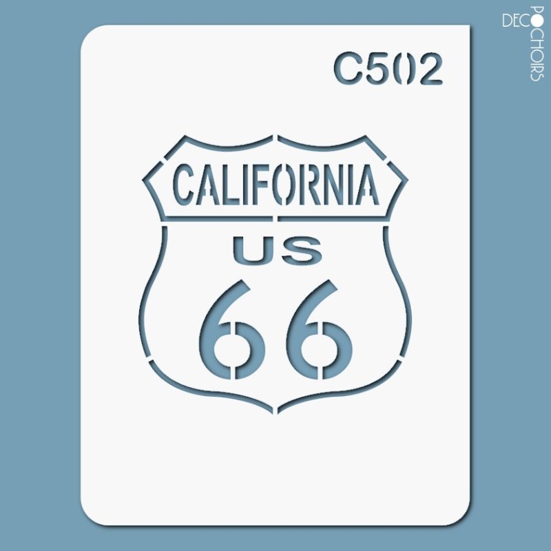 decopochoirs Pochoir Route 66 Californie Taille XL Feuille 388x499 mm 