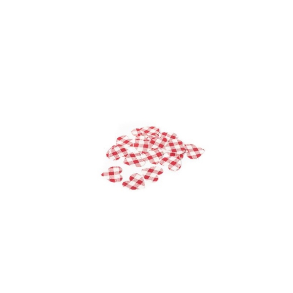 Confettis coeurs vichy en lin (x24) - Photo n°1