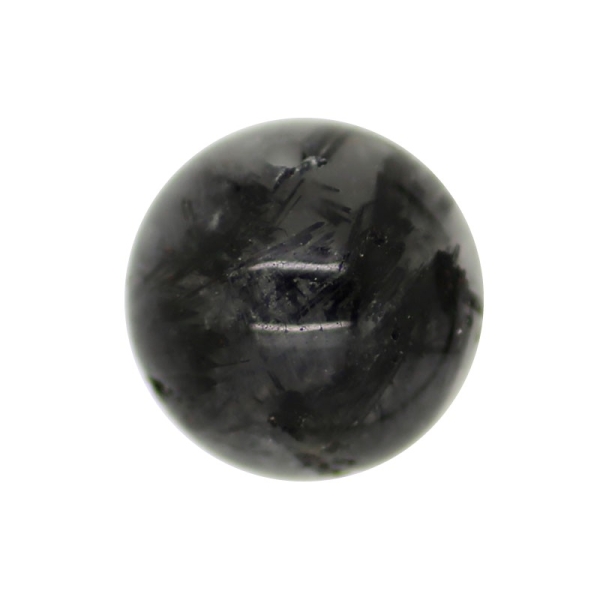 1 x Perle Quartz Rutile Noire 12mm - Photo n°1
