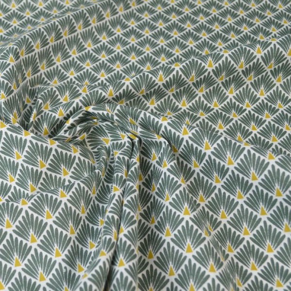 Tissu coton imprimé écailles - Kaki - Photo n°2