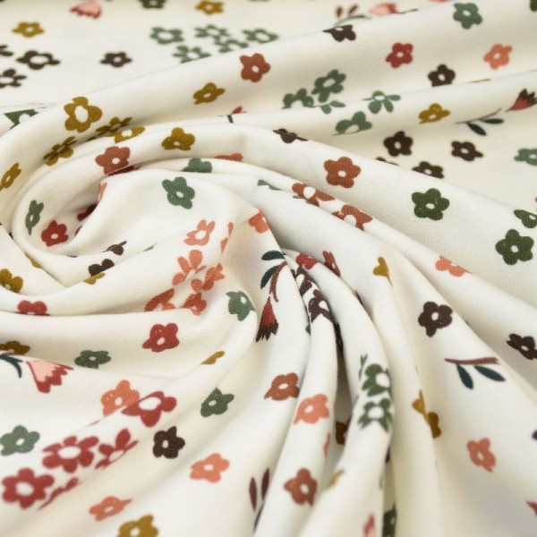 Tissu jersey Oeko tex motifs petites fleurs d'automne - Photo n°2