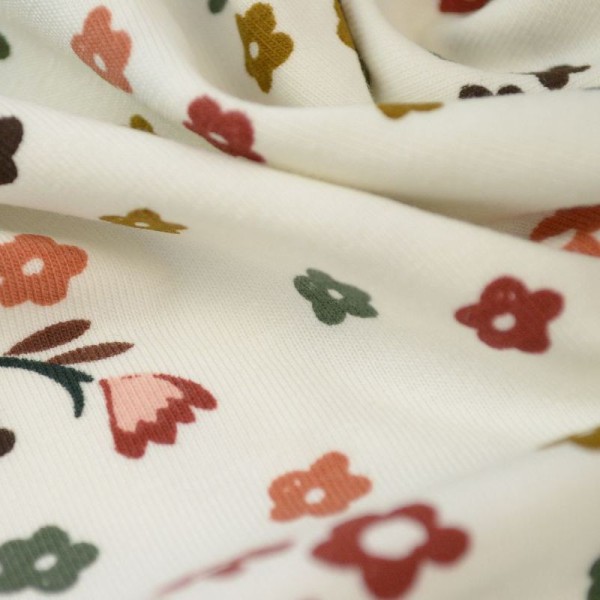 Tissu jersey Oeko tex motifs petites fleurs d'automne - Photo n°3