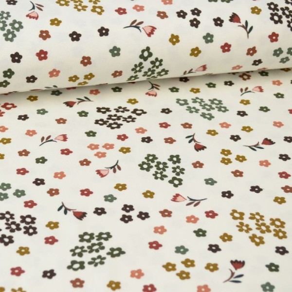 Tissu jersey Oeko tex motifs petites fleurs d'automne - Photo n°1