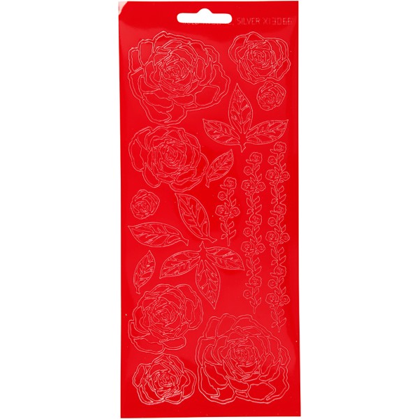 Stickers Peel Off - Rouge - Roses - 1 Planche de 10x23 cm - Photo n°1
