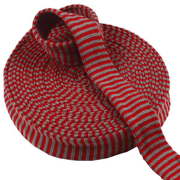Tricot tubulaire rouge et gris - 40 mm x 10 m - Photo n°1