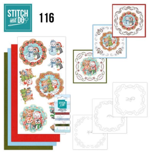 Stitch and do 116 - kit Carte 3D broderie - doux animaux d'hiver - Photo n°1