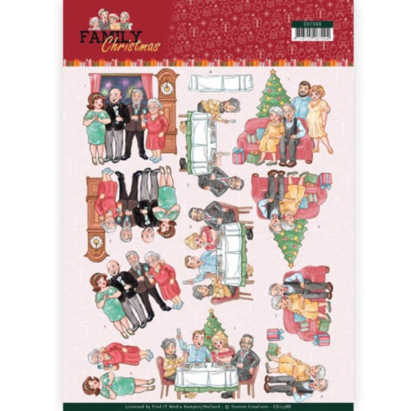 Carte 3D à découper - CD11388 - Family Christmas - Noël en famille - Photo n°1
