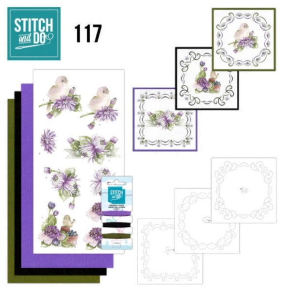Stitch and do 117 - kit Carte 3D broderie - Chrysanthèmes - Photo n°1