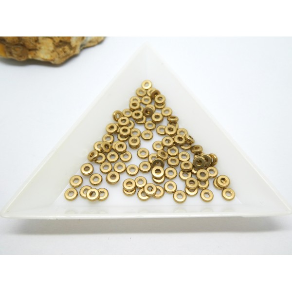 25 Perles rondelles style Heishi en laiton doré - 4mm - Photo n°1