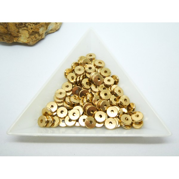 20 Perles rondelles style Heishi en laiton doré - 6mm - Photo n°1