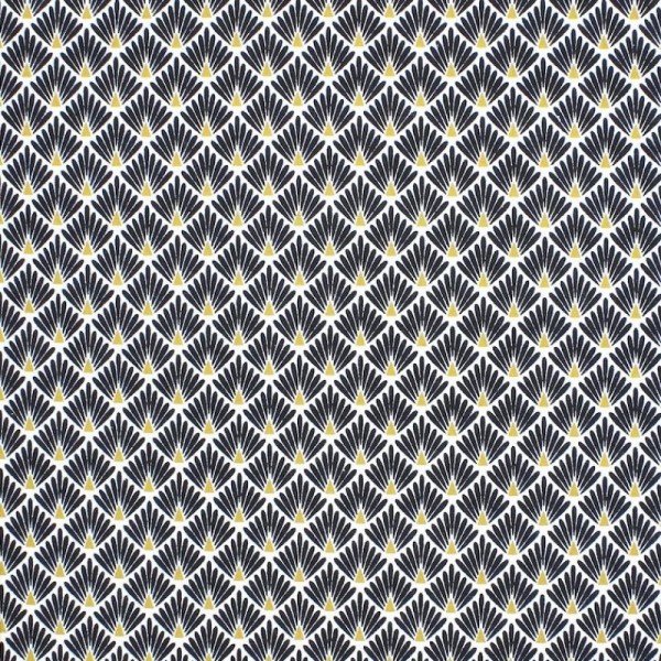 Tissu coton imprimé écailles - Noir - Oeko tex - Photo n°1