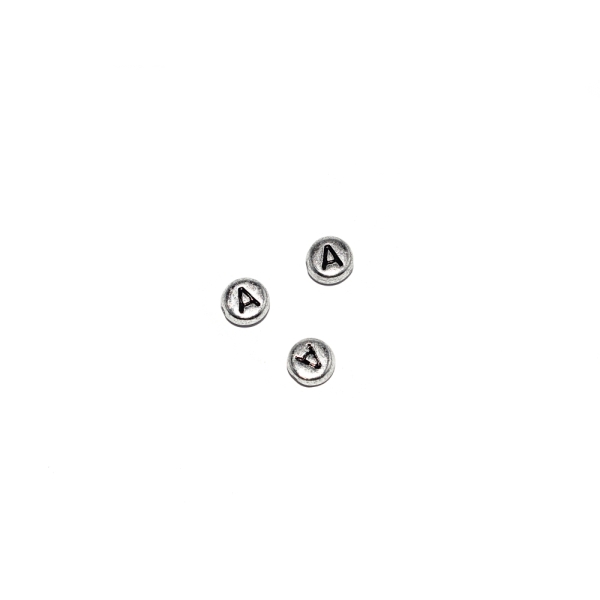 Perle ronde alphabet lettre A acrylique argenté 7 mm - Photo n°1