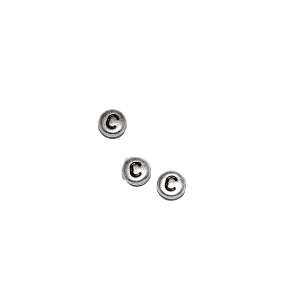 Perle ronde alphabet lettre C acrylique argenté 7 mm - Photo n°1