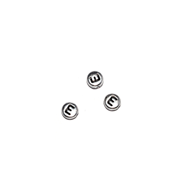 Perle ronde alphabet lettre E acrylique argenté 7 mm - Photo n°1