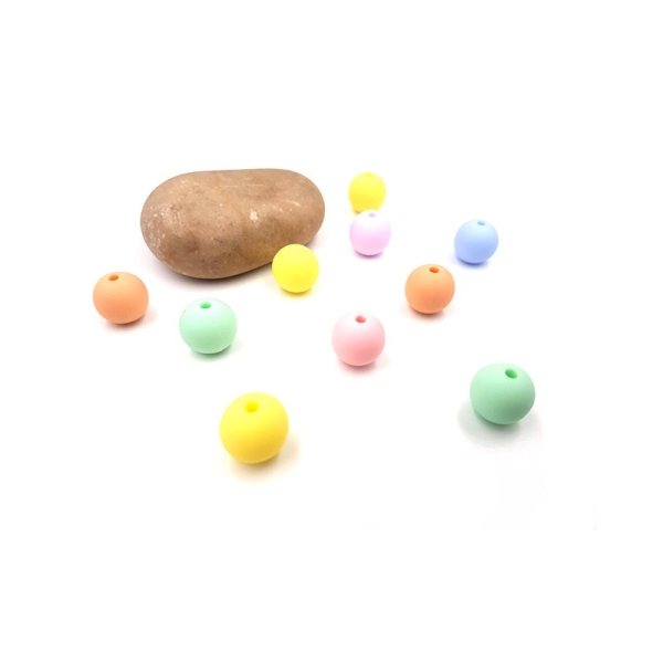 10 Perles En Silicone 12mm Tons Bonbons - Photo n°1