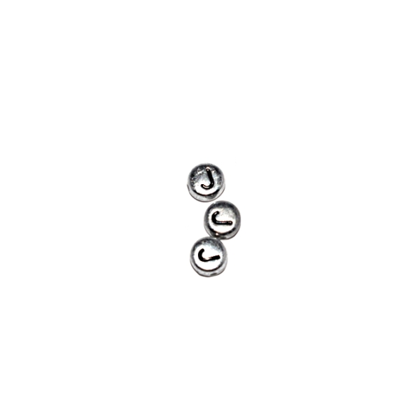 Perle ronde alphabet lettre J acrylique argenté 7 mm - Photo n°1