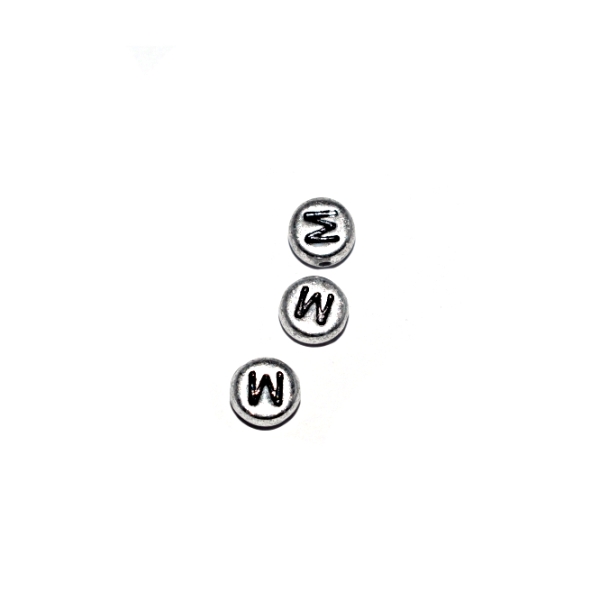 Perle ronde alphabet lettre M acrylique argenté 7 mm - Photo n°1