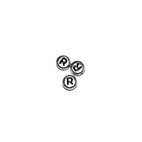 Perle ronde alphabet lettre R acrylique argenté 7 mm - Photo n°1