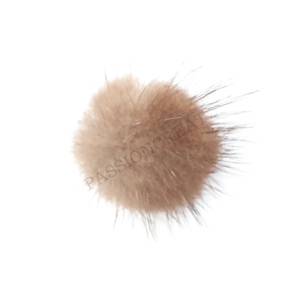 2 Pompon Fourrure Taupe 30mm - Photo n°1