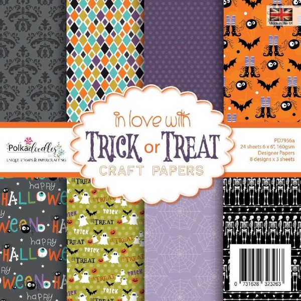 Papier scrapbooking Polkadoodles - In love with Trick or Treat - 14,8 x 14,8 - 24 feuilles - Photo n°1