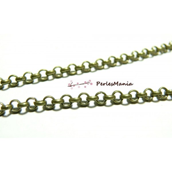 PCHS068 PAX 5m chaine Rollo metal couleur bronze maille 3 par 1mm pour création de colliers - Photo n°1