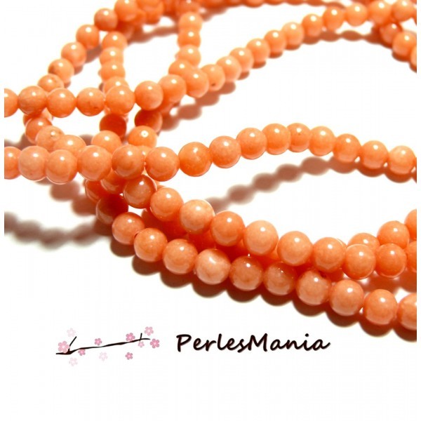 1 fil d'environ 40 perles JADE MASHAN ORANGE SAUMON 10mm H1110XS21 - Photo n°1