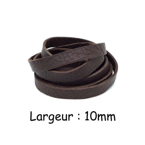 Lanière en cuir de taurillon grainé marron fauve 38 mm - Cuirtex