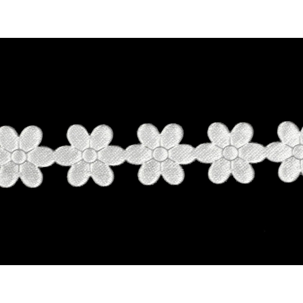 22,5 m de Large Blanc Daisy Fleur en Satin Appliques Parage Largeur 10mm, Appliques - Métrage, de Ru - Photo n°4